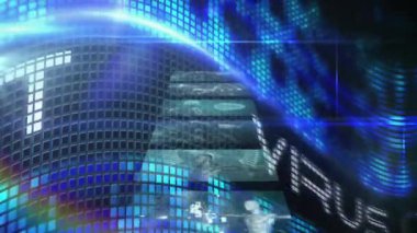 Okuldaki siber güvenlik tehdidini vurgulayan ikili kodlu dünyanın dijital animasyonu. teknoloji, hack, veri, ağ, şifreleme, bilgi