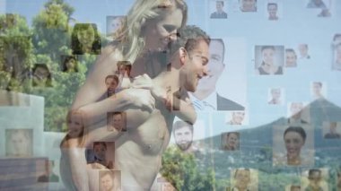 İnsanların profil resimlerini üst üste koymak, havuz kenarında bikinili bir kadın animasyonu. Tatil, tatil, rahatlama, yaşam tarzı, dijital sanat, yaz