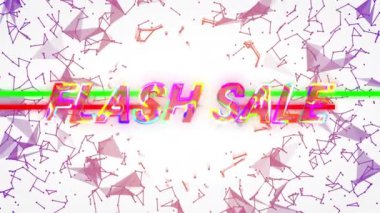 Soyut arkaplanlı renkli geometrik şekiller ve Flash Satış metinleri. İndirim, promosyon, tasfiye, canlı, özel teklif, reklam