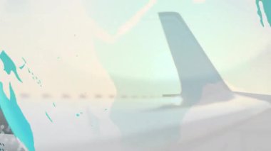 Dünyayla ilgili flaş haber animasyonu ve arka planda soyut dijital elementler. Küresel, iletişim, teknoloji, dinamik, yayın, ağ