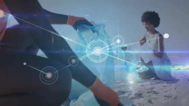 Sahil temizleme, insanlar canlı ağ bağlantıları olan çöpleri topluyorlar. Koruma, gönüllü, temizlik, çevre, ekolojik, sürdürülebilirlik