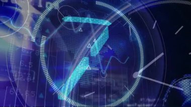 Fütürist mavi ve siyah teknolojik geçmişe sahip dijital geri sayım animasyonu. Teknoloji, siber, elektronik, yenilik