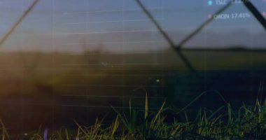 Borsa verileri, otlarla ve uzak yapılarla örtüşen sakin bir manzara. Finans, analitik, yatırım, doğa, büyüme, ekonomi