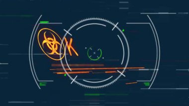 Biyolojik tehlike sembolü. Acil Durum Uyarı Canlandırması için gerekli metin. Tehlike, uyarı, güvenlik, tehlike, uyarı, uyarı işareti