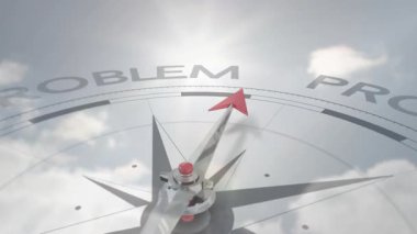 Pusula iğnesi çözümü işaret ediyor. Okul animasyon geçmişinde sorun var. Yön, yön bulma, rehberlik, karar, yol, eğitim