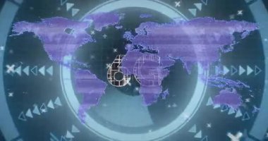 3G metin dijital dünya haritasını teknoloji arayüzünde animasyonla örtüyor. Telekomünikasyon, yenilik, bağlantı, küresel, iletişim, ağ