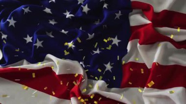 Kırmızı, beyaz ve mavinin canlı animasyonuyla Amerikan bayrağı sallıyordu. Vatanseverlik, Birleşik Devletler, bağımsızlık, ulusal, amblem, demokrasi