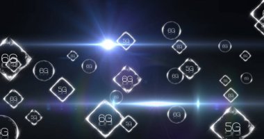 Siyah arkaplan üzerinde 6g metin olan bağlantı ağının resmi. küresel sosyal medya, bağlantılar ve dijital arayüz konsepti dijital olarak oluşturulmuş görüntü.