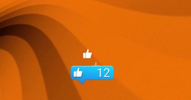 Soyut kahverengi dalga arka planında başparmak kaldırma simgeleri ve 47 numaralı animasyon. Onay, popülerlik, konsept, pozitiflik, dijital...