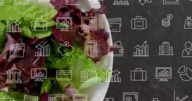 Taze marulu kaplayan iş simgeleri, veri ve analitik kavramları temsil ediyor. technology, innovation, digital, market, strateji, finans