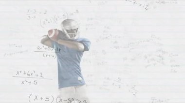 Futbol oynamak, okulda matematiksel denklemlerin animasyonuyla oynamak. Spor, atlet, eğitim, matematik, öğrenme, takım çalışması