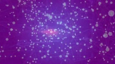 Beyin illüstrasyonu üzerinden bağlantılar ve veri işleme animasyonu ağı. Nörobilim, teknoloji, yapay zeka, bağlantı, yenilik, dijital