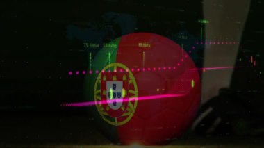 Hisse senedi çizelgesi ve Portekiz amblemi olan finansal veriler. Finans, ekonomi, yatırım, büyüme, analiz, istatistik