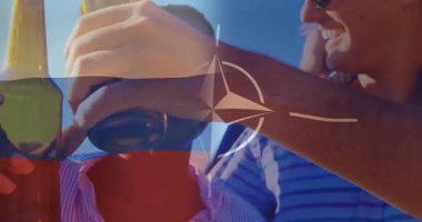 Bira içmek, Rus bayrağı ve NATO sembolü taşıyan insanlar. Kutlama, uluslararası, kültür, birlik, vatanseverlik, diplomasi