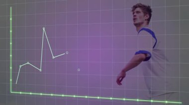 Futbolcuların topa vuruşları üzerine grafik çizgisi animasyonu. Spor, atlet, hareket, enerji, rekabet, teknoloji