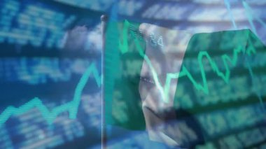 Borsa verilerinin canlandırılması ve finansal büyüme grafiğiyle Nijerya bayrağı. Finans, yatırım, ekonomi, analiz, ticaret, iş