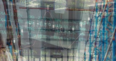 Boş deponun üzerinde veri işleme resmi. küresel sevkiyat, dağıtım ve bağlantılar konsepti dijital olarak oluşturuldu.