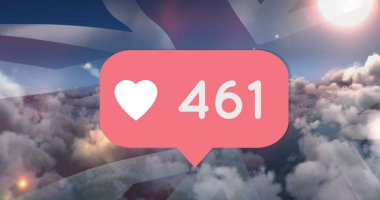 Gökyüzü arka planına sahip sosyal medya simgeleri artıyor, dijital rakamlar yükseliyor. büyüme, analitik, dijital pazarlama, çevrimiçi varlık, istatistik, trend