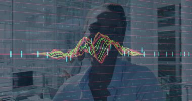 Ofiste çalışan bir iş kadınının mali veri işleme görüntüsü. küresel iş, bağlantılar, dijital arayüz ve teknoloji konsepti dijital olarak oluşturulmuş görüntü.