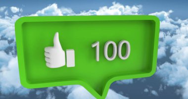 Sayıları artıyor, takip edin ve gökyüzü arkaplan simgesi gibi. Sosyal medya, dijital ağ, büyüme, katılım, takipçiler