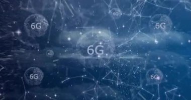 Dijital bağlantıları ve uzayda parlayan toprağı olan 6G teknolojisinin animasyonu. yenilik, fütüristik, bağlantı, küresel, kablosuz, iletişim