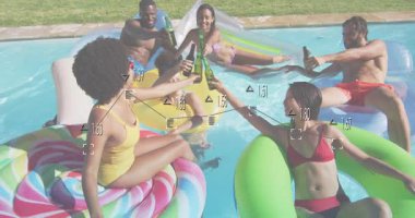 İçkilerle kadeh kaldırmak, bilardoda şişme bira içmek, yaz animasyonunun tadını çıkarmak. Parti, kutlama, arkadaşlık, eğlence, tatil, rahatlama