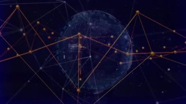 Parlayan düğüm ve çizgilerin animasyonu dijital ağ bağlantılarını görselleştiriyor. Teknoloji, ağ oluşturma, bağlantı, fütürist, veri, web