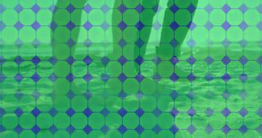 Renkli dijital animasyon ile kumlu sahilde yürüyen ayaklar. Kıyı şeridi, okyanus, tatil, boş zaman, yalınayak, rahatlama