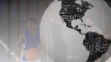 Spor salonundaki basketbol oyuncuları üzerinden kısa mesajlar içeren bir dünya. Spor, rekabet, sporcular, antrenman, takım çalışması, fitness