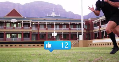 Sahada sosyal medya ile çarpışan iki futbolcu animasyon örtüşmesini sever. Sporcular, yarışma, spor, takım çalışması, eylem, etki