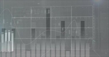 Çubuk grafikler ve çizelgelerle finansal veri analizlerini gösteren animasyon. Maliye, analitik, teknoloji, eğilimler, istatistik, ekonomi