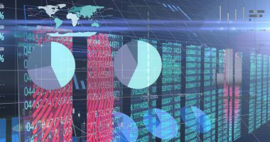 Biyometrik parmak izi, istatistik ve veri işleme resimleri. küresel veri işleme, dijital arayüz ve dijital olarak oluşturulmuş görüntü konsepti.