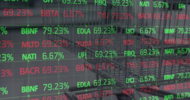 Dükkan içi mali veri işleme görüntüsü. küresel alışveriş, bağlantılar, iş dünyası, dijital arayüz, teknoloji ve ağ konsepti dijital olarak oluşturulmuş görüntü.