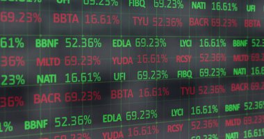 Gri arkaplandaki finansal veri işleme resmi. küresel alışveriş, iş, dijital arayüz, teknoloji ve ağ konsepti dijital olarak oluşturulmuş görüntü.