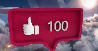 Gökyüzü arkaplanı üzerinde sayı metni olan simgenin dijital görüntüsü. Sosyal medya, katılım, bağlantı, büyüme, etkileşim.