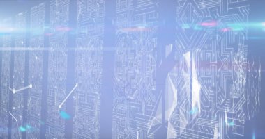 Arayüzdeki bağlantı ağının resmi. dijital arayüz, iletişim ve teknoloji konsepti dijital olarak oluşturulmuş görüntü.