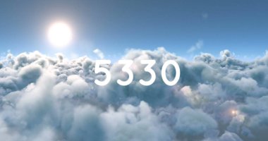 Bulutlu bir gökyüzü arkaplanı üzerinde kalın beyaz metinlerde gösterilen numaranın dijital görüntüsü. Kompozisyon, huzurlu bir atmosferdeki veriyi, ağı ve dijital bağlantıyı sembolize eder.