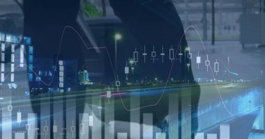 Ofiste çalışan iş adamlarının mali veri işleme görüntüsü. küresel iş, bağlantılar, dijital arayüz ve teknoloji konsepti dijital olarak oluşturulmuş görüntü.