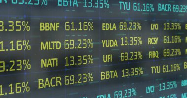 Finansal veri işleme resmi. küresel iş, bağlantılar, dijital arayüz, teknoloji ve ağ konsepti dijital olarak oluşturulmuş görüntü.