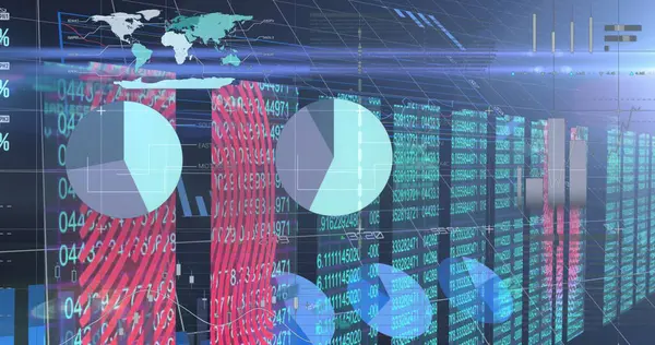 Biyometrik parmak izi, istatistik ve veri işleme resimleri. küresel veri işleme, dijital arayüz ve dijital olarak oluşturulmuş görüntü konsepti.