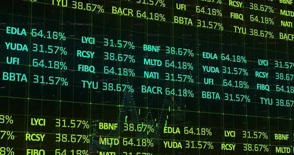 Finansal veri işleme resmi. küresel iş, finans, veri işleme ve teknoloji konsepti dijital olarak oluşturulmuş görüntü.