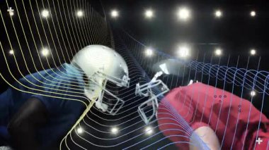 Okulda, futbol oyuncularının hareketli çizgi kalıpları ile canlandırılması. Spor, hareket, illüstrasyon, dijital, etkinlik