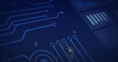 Dijital ağın animasyonu ve soyut insan figürü üzerinde veri görselleştirmesi. Teknoloji, modern, bağlantı, yenilik, fütüristik