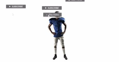 Kutlama, stadyumdaki sosyal medya bildirimleriyle futbol oyuncusu. Futbol, atlet, kutlama, dijital, zafer, kalabalık