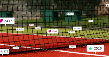 Sosyal medya ile tenis kortu animasyonları sayar ve takip eder. spor, dijital, etkileşim, bağlılık