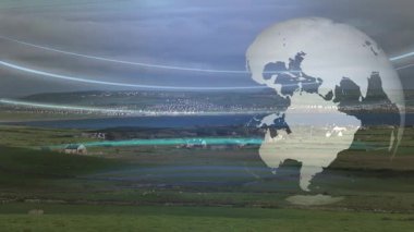 Kırsal alanlarda ve uzak kasabalarda dünya animasyonu. Küresel, çevre, tarım, kırsal, sürdürülebilirlik, dünya