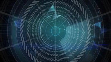 Dönen dairesel desenler ve gelecekteki dijital animasyonda parlayan mavi elementler. teknoloji, yenilik, soyut, siber