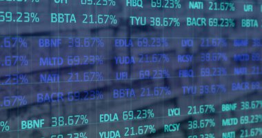 Dükkan içi mali veri işleme görüntüsü. küresel alışveriş, iş, dijital arayüz, teknoloji ve ağ konsepti dijital olarak oluşturulmuş görüntü.