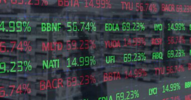 Dükkan içi mali veri işleme görüntüsü. küresel alışveriş, iş, dijital arayüz, teknoloji ve ağ konsepti dijital olarak oluşturulmuş görüntü.