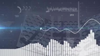 Eğilimler ve analizler için grafik ve grafiklerle veri görselleştirmesi oluşturuluyor. istatistik, analiz, iş dünyası, teknoloji